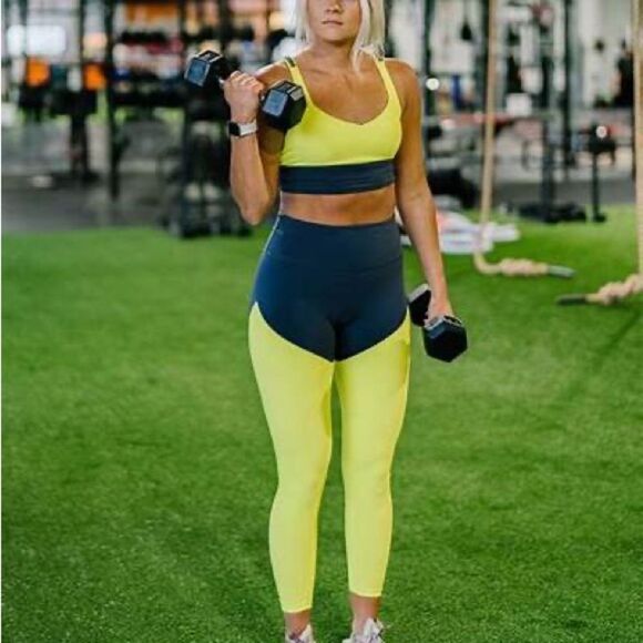 ZYIA Neon Yellow Parallel Luxe‎ High Rise 7/8 24” leggings Size 12 NWT - Picture 2 of 13